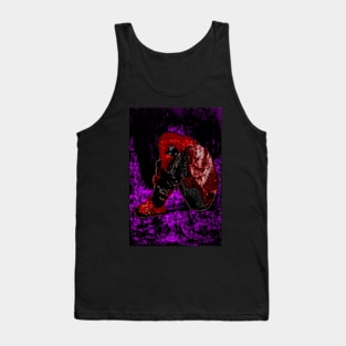 Girl sitting on the floor clasping hands around knees. Weird, dark, beautiful. Tank Top